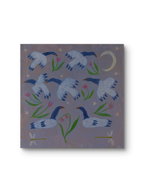 Can’t Sleep? Try Counting Magpie Geese Print